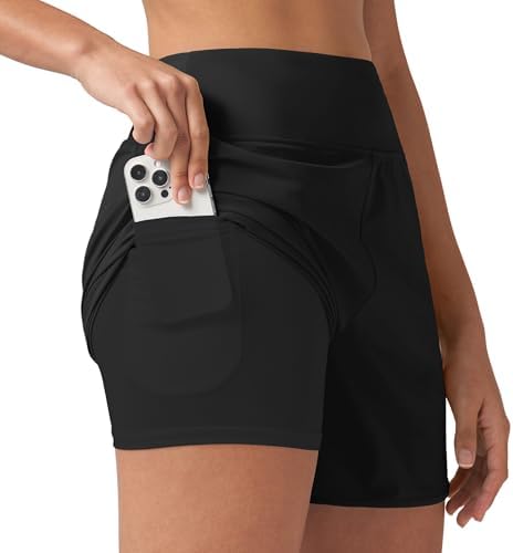 Willit Women's 5" High Waisted Swim Shorts Quick Dry UPF 50+ with Pockets